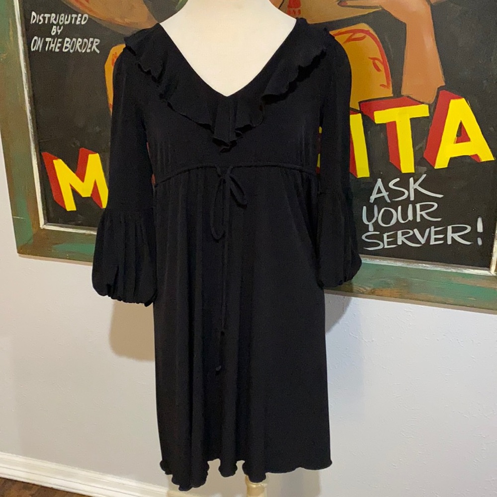 Miss Bison Black Polyester Bell Sleeve Dress